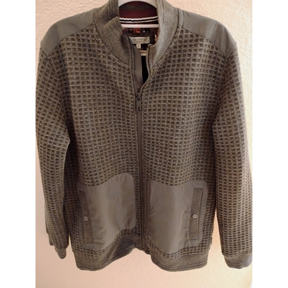 ▪️Ted Baker Waffle Knit Zip Jacket Minimalist Preppy Designer Cabin Cottage